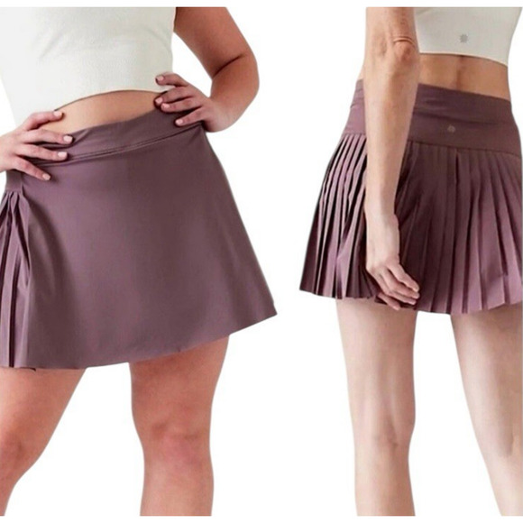 Athleta Advantage Jupe Skort Pleated Size Large Damask Mauve Tennis Pickleball - Picture 1 of 15